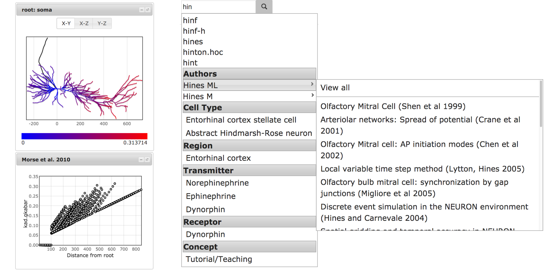ModelView and as-you-type search on ModelDB